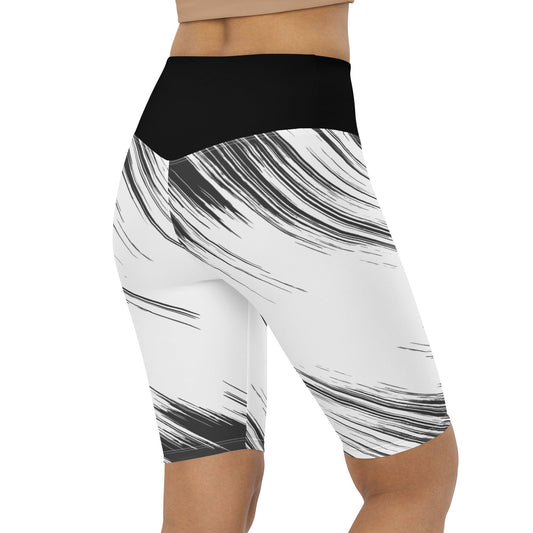 Black and White Abstract Biker Shorts - Thrive Attire