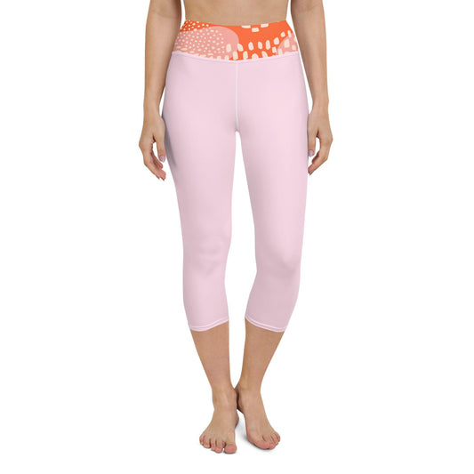 Abstract Pig Pink Yoga Capri Leggings - Thrive Attire